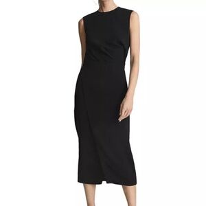 New REISS Layla Madison Update Midi Dress in Black Size 4 US / 8 UK